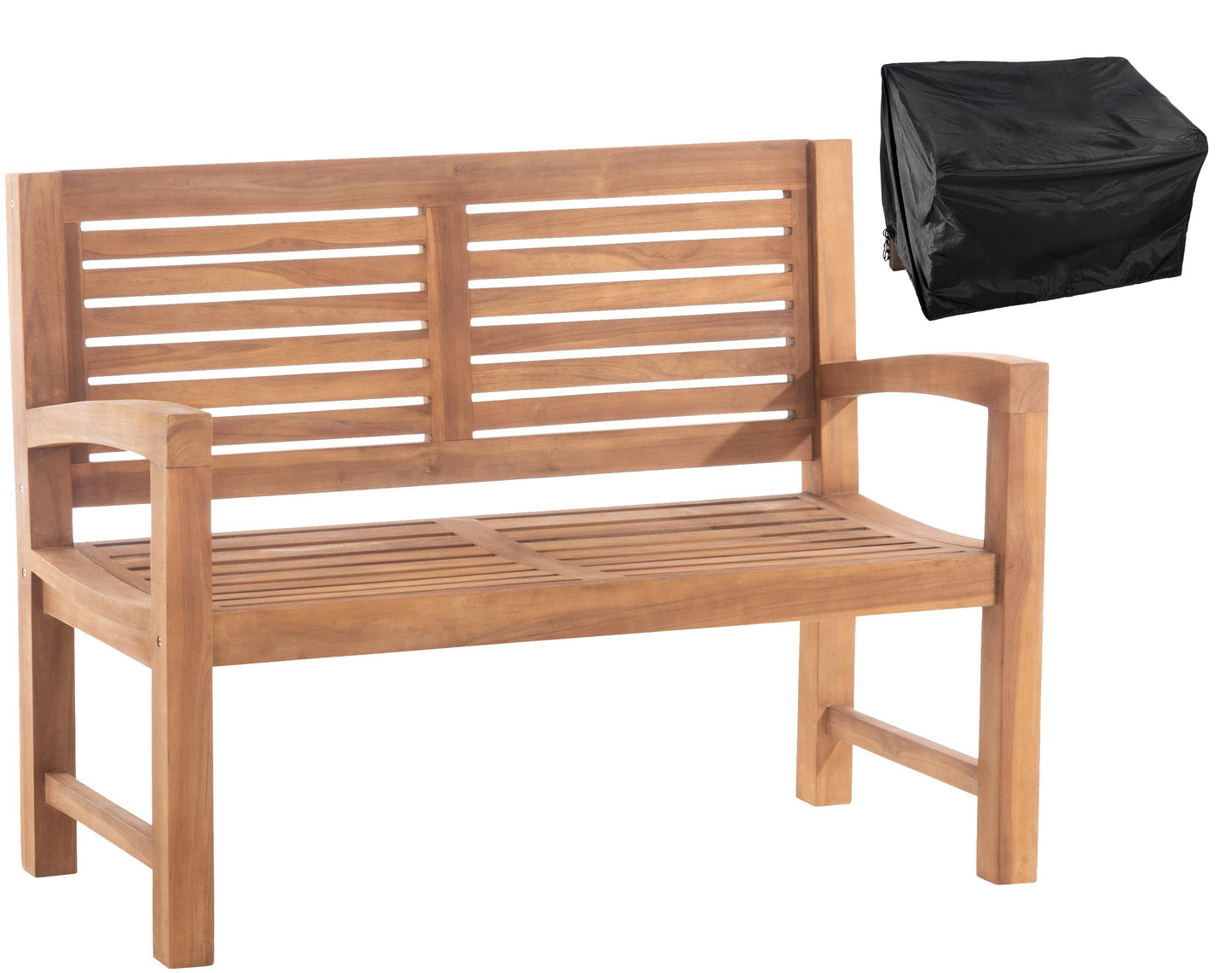 Teakbank 120 cm mit Abdeckhaube