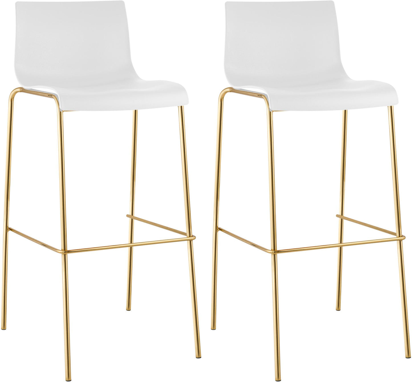 2er Set Barhocker Hover Kunststoff Vierfußgestell Gold