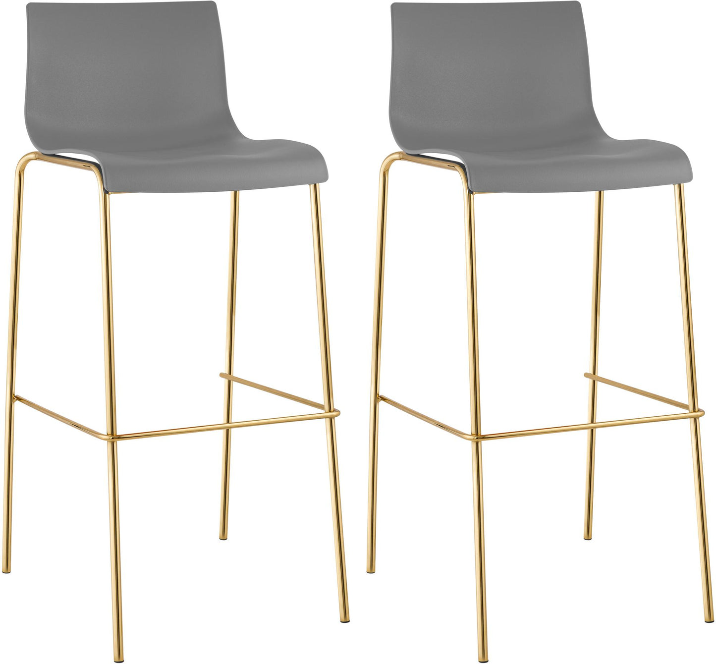 2er Set Barhocker Hover Kunststoff Vierfußgestell Gold