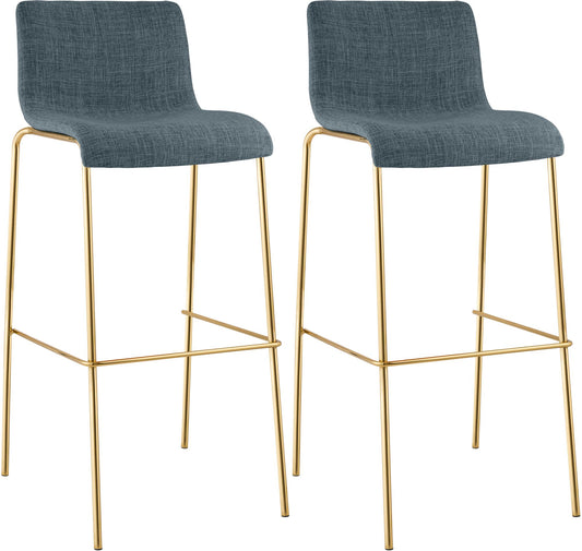 2er Set Barhocker Hover Stoff Vierfußgestell Gold