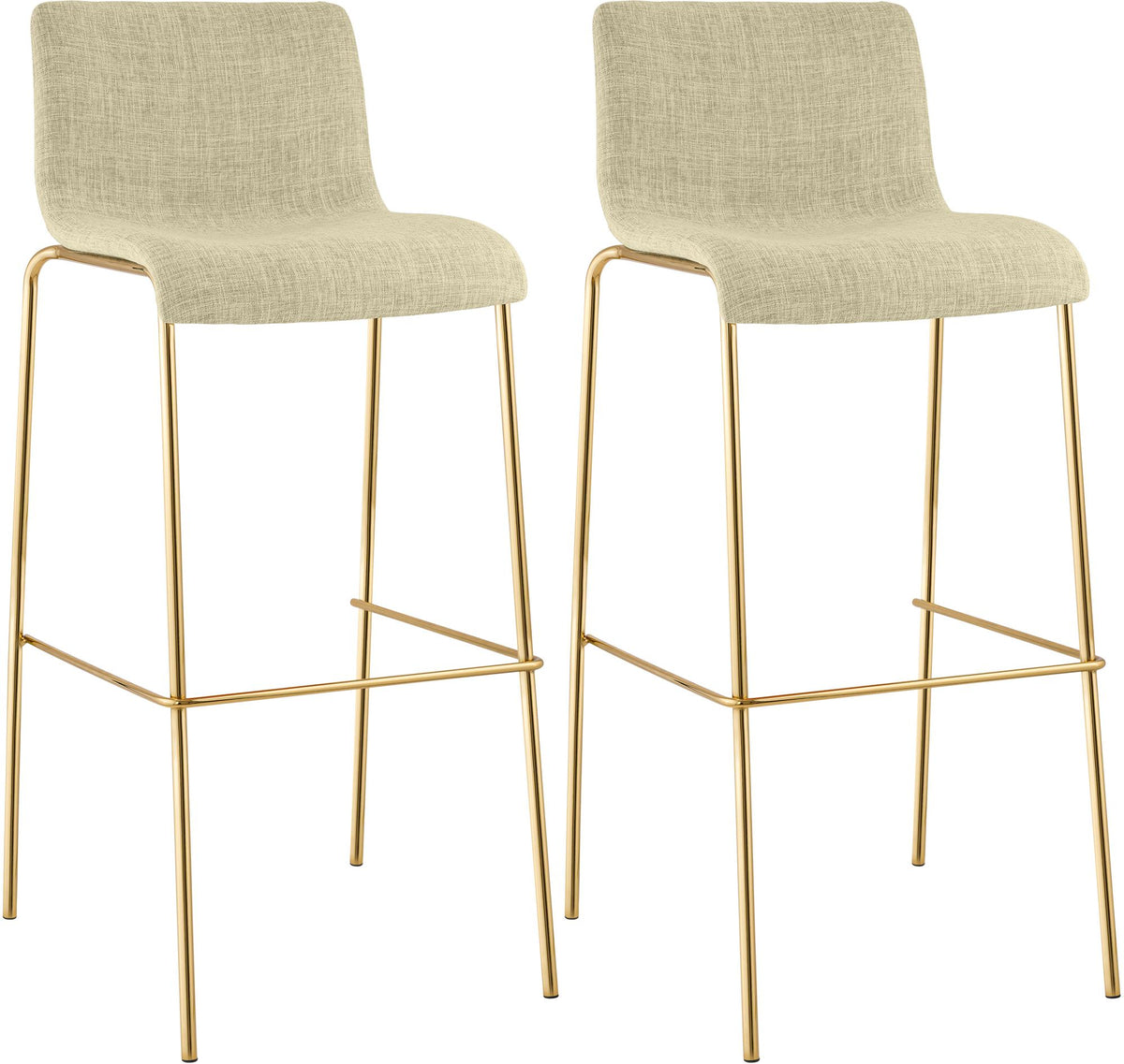 2er Set Barhocker Hover Stoff Vierfußgestell Gold