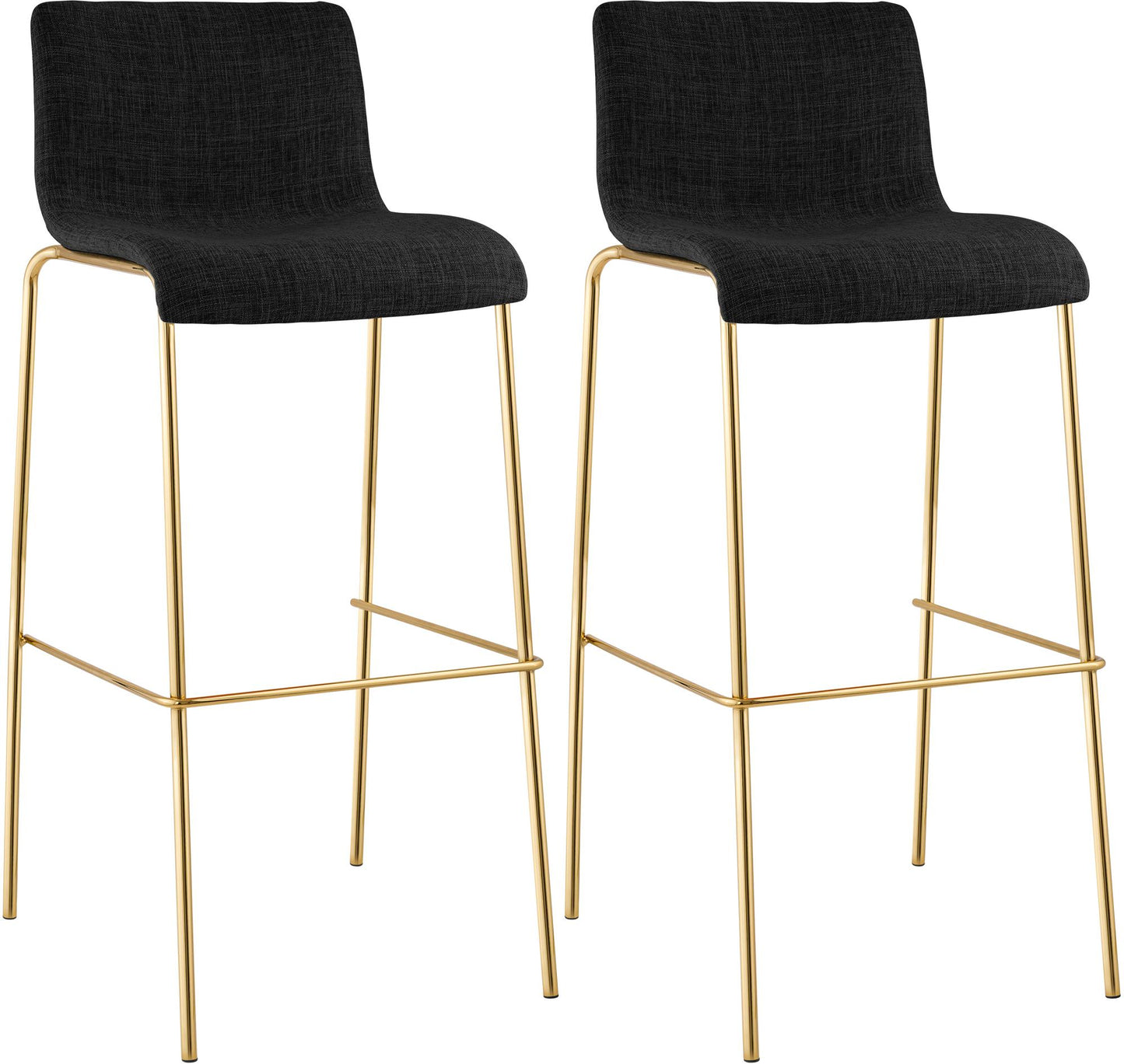 2er Set Barhocker Hover Stoff Vierfußgestell Gold