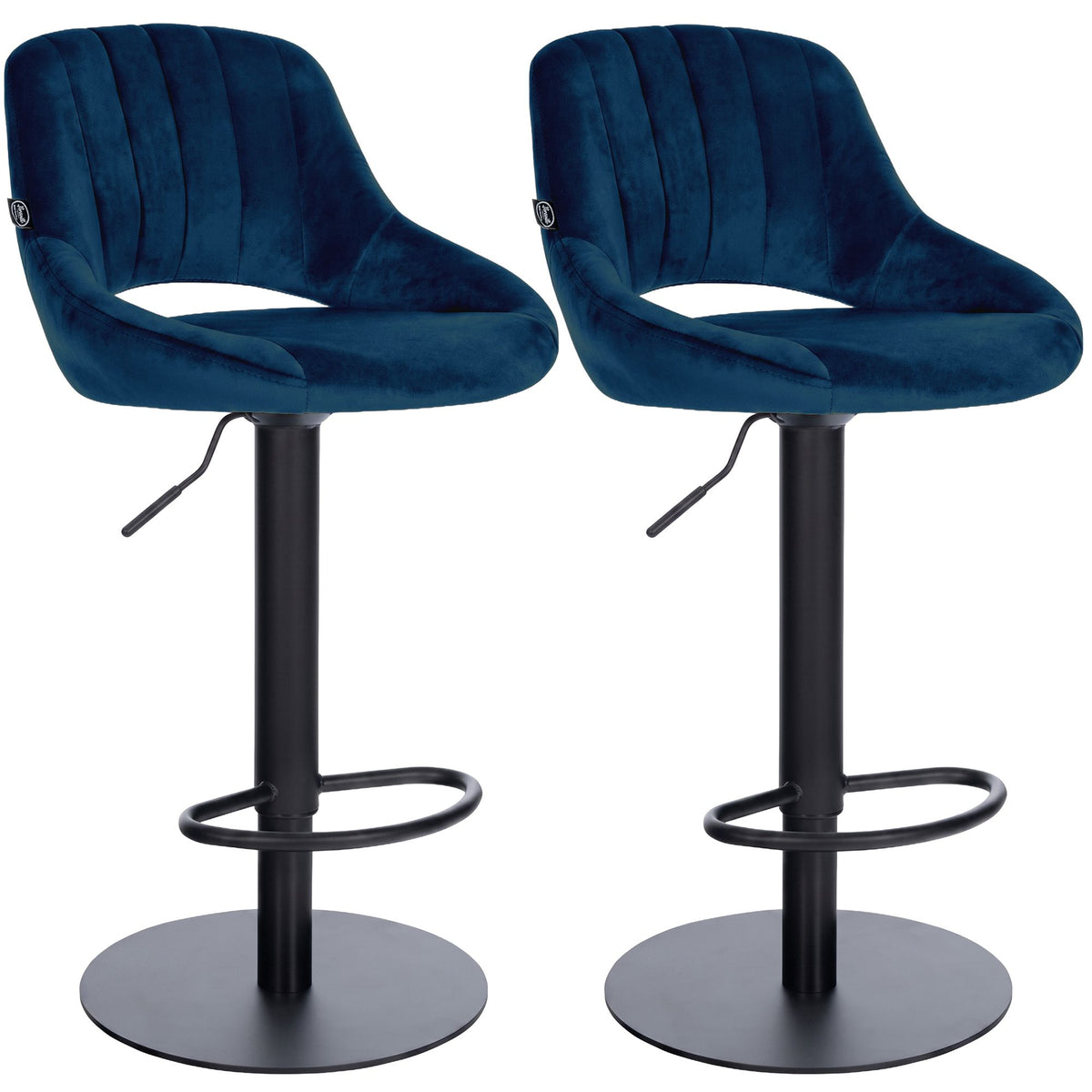 2er Set Barhocker Milet Schwarz mit extra schweren Standfüßen